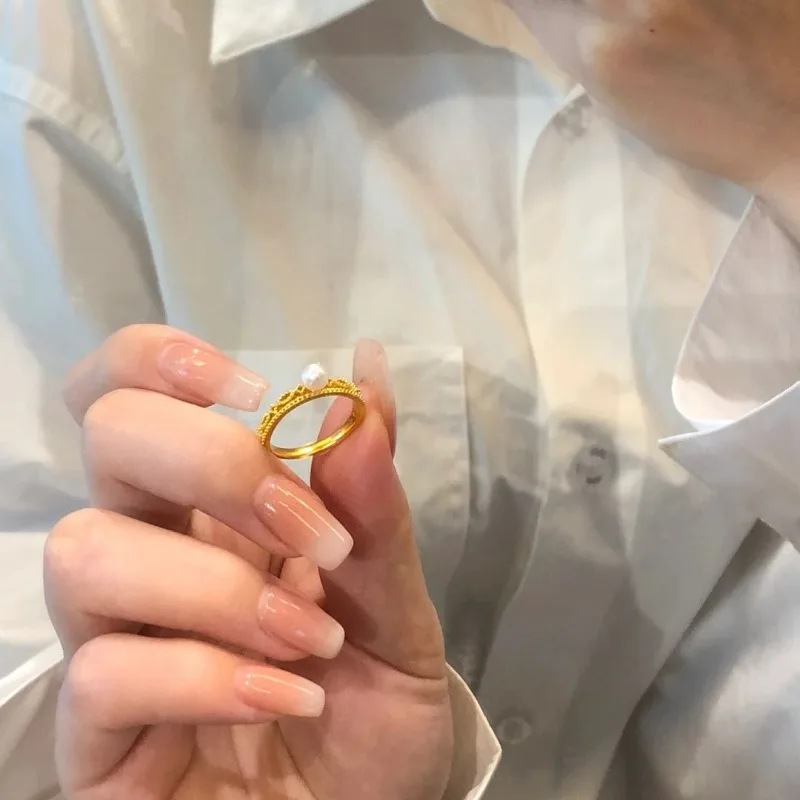 خاتم تاج كلاسيكي من المحكمة للسيدات، فتحة شخصية عصرية قابلة للتعديل، خاتم إصبع السبابة، تصميم متخصص، خاتم مزاجي