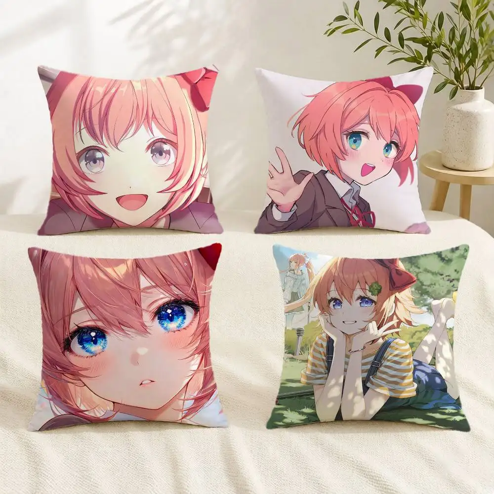 

S-Sayori D-DDLC girl Pillow Case Pattern Printed Pillowcase For Living Room Sofa Cushion Cover