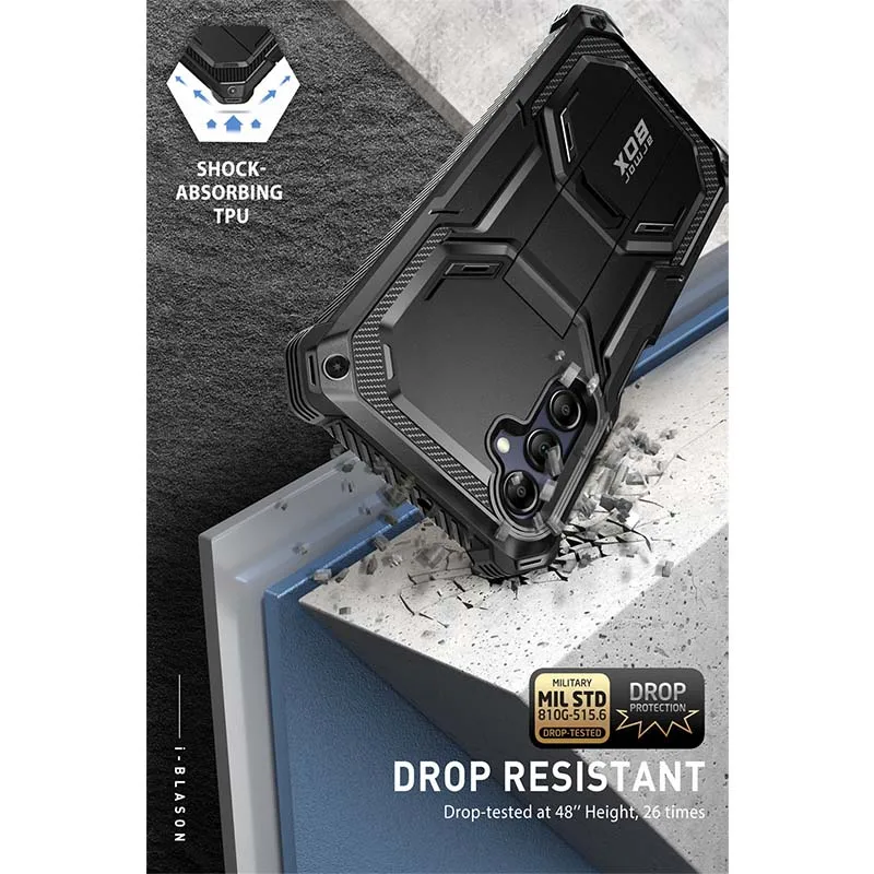 I-BLASON For Samsung Galaxy A15 Case 5G Armorbox Full-Body Rugged Bumper Case with Built-in Screen Protector with Kickstand
