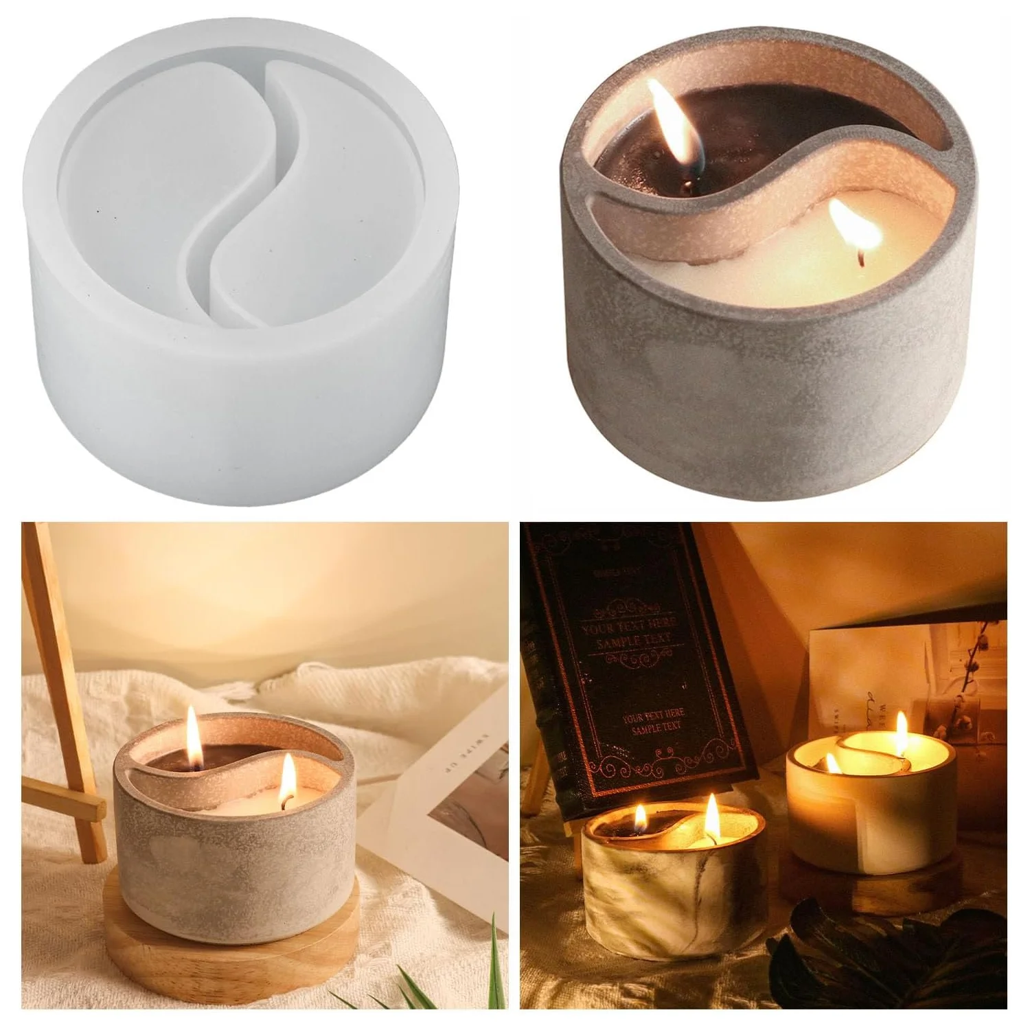 

Taichi Shape Candle Jar Silicone Molds Flowerpot Concrete Cement Mould Table Storage Box Gypsum Plaster Epoxy Resin Mold