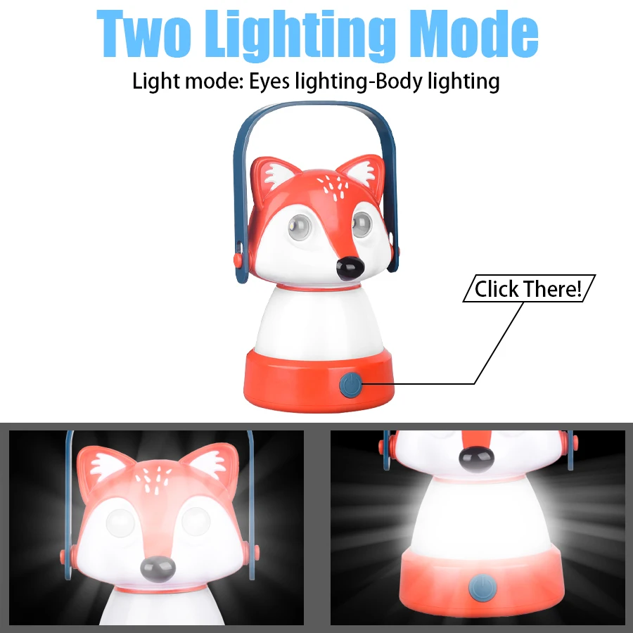 C2 Portable LED Camping Lantern Flashlight Cute Animal Headlight Outdoor Camping Working Fishing Night Walk Searchlight Kid Gift