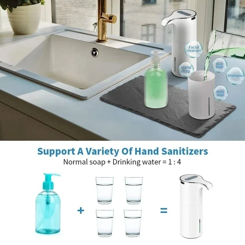 New 450Ml Automatic Soap Dispenser Touchless Foaming Smart Soap Dispenser Rechargeable Waterproof Foam Soap Pump Dispenser