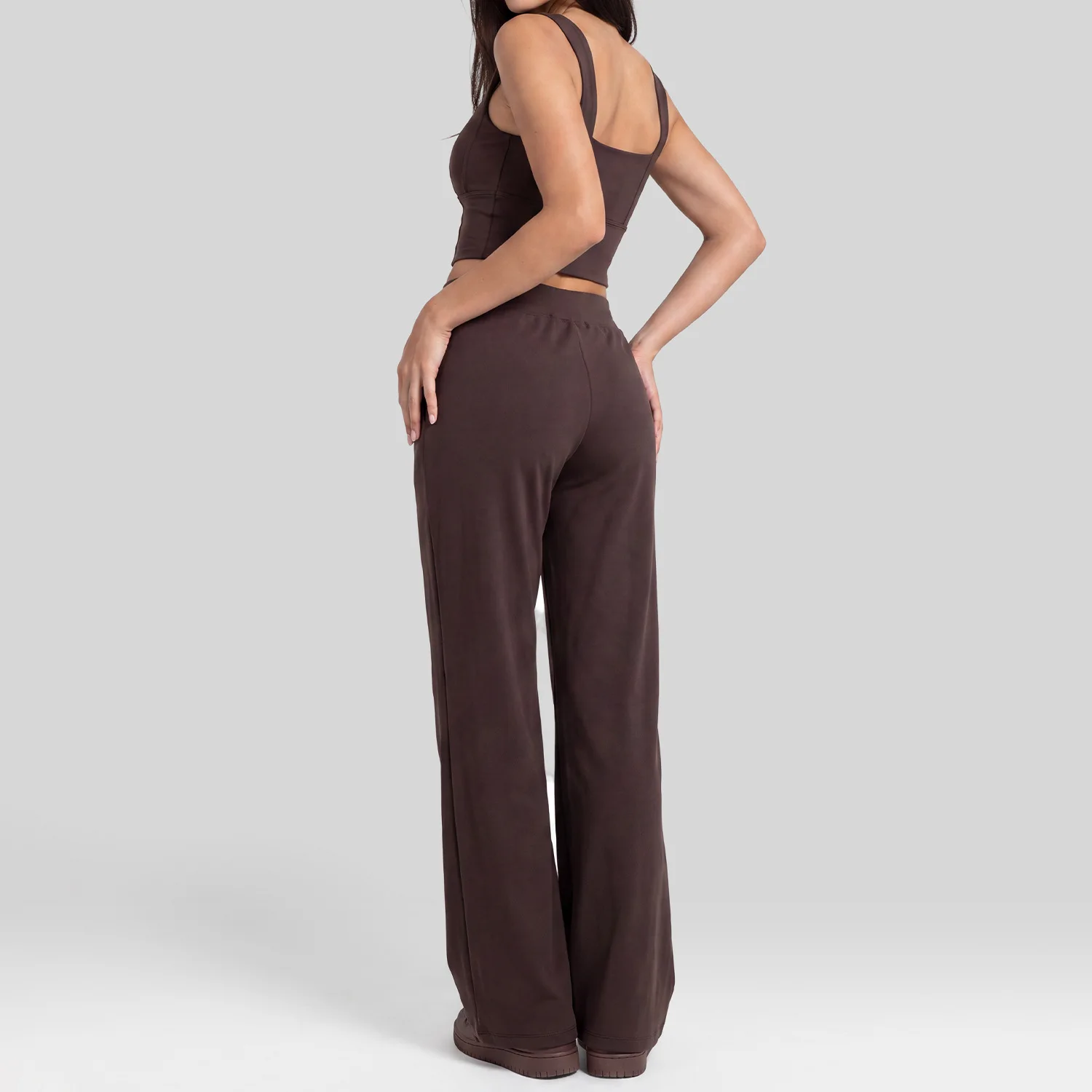 Women Summer High Waist Slim Yoga Set, Built-in Padded Bra, Drawstring Waist Pants, Running Training Fitness Outfit