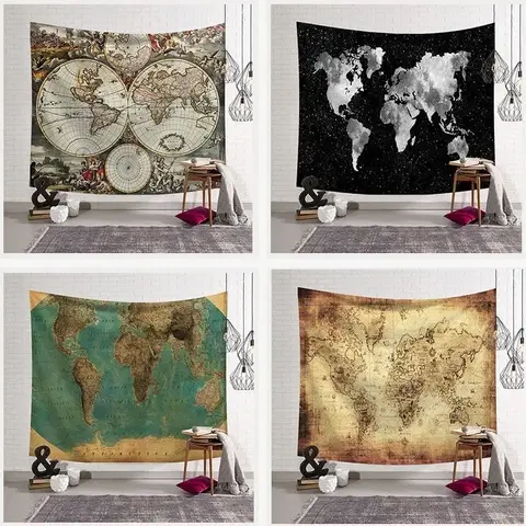 Wall cloth ins world map background cloth office dormitory layout tablecloth decoration tapestry cover cloth