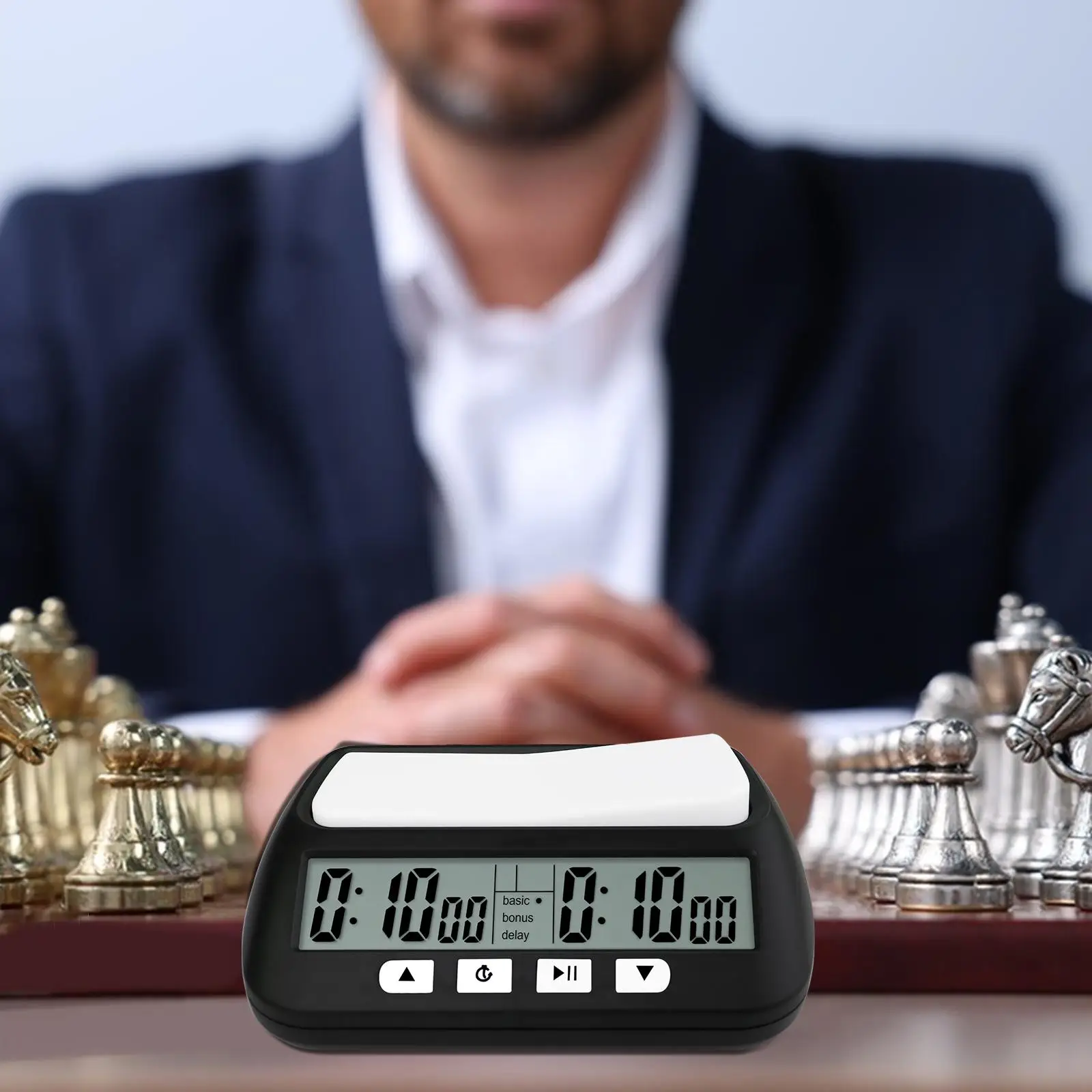 Chess Clock Digital Timer for Two Player Board Games Portable ABS Material with Count Up Down