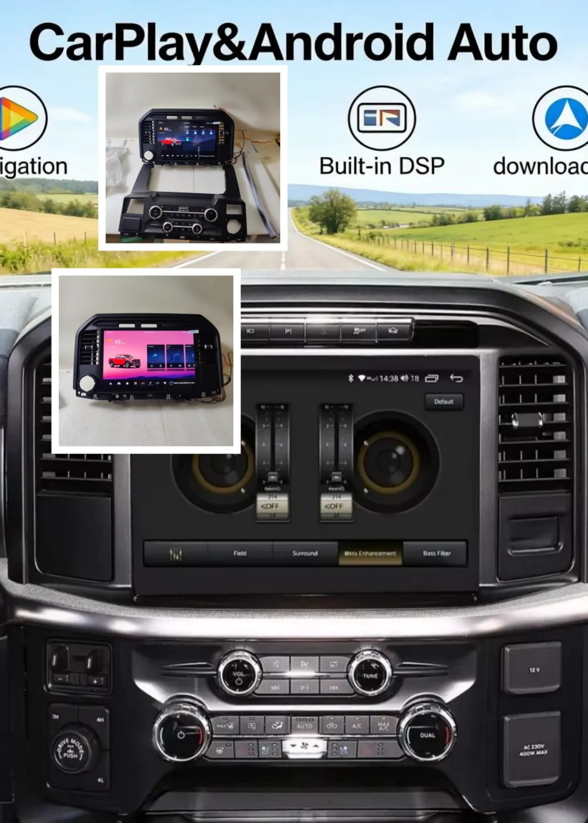 

Автомобильная GPS-навигация на Android 13 для Ford F-150 F150 2022 2023 2024 SVT RAPTOR, мультимедийный проигрыватель, автомагнитола с CarPlay, 13.3-дюймовый дисплей