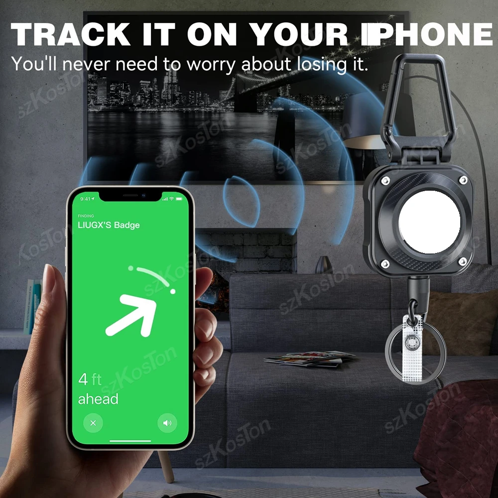 Retractable Keychain for Apple Air Tag Holder Badge Reel Protective Air Tags Case for Badges Holder Keys Luggage Anti-lost