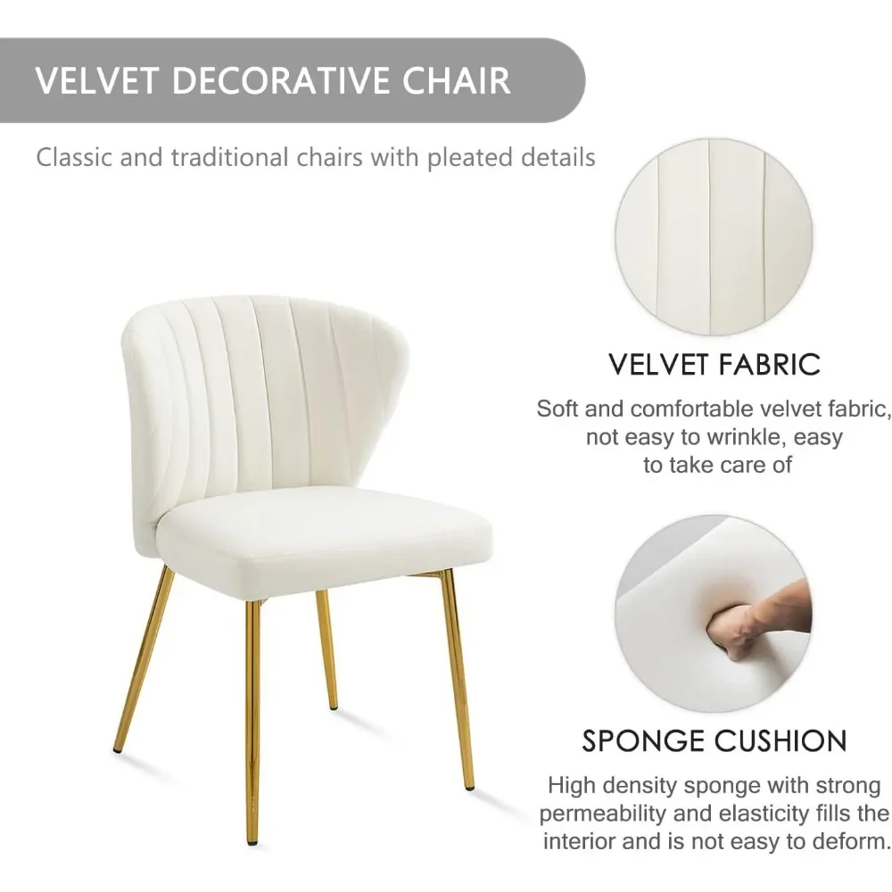 Velvet Dining Chairs Set of 4, Modern Upholstered Dining Chair with Golden Metal Legs, Dining Chairs for Kitchen, Living Room