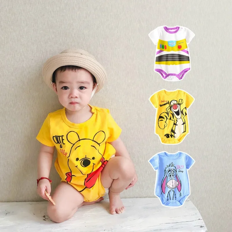 Summer Newborn Baby Rompers Cartoon Mickey Minnie Print Boy Girl Jumpsuit Infant Costumes Cotton Short Sleeve Bodysuits 0-24M
