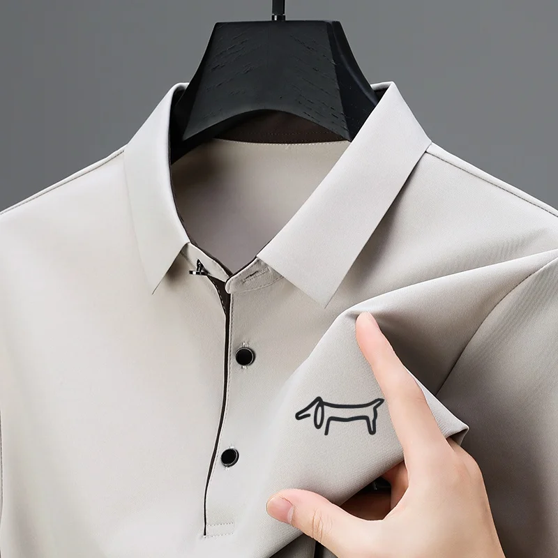 Luxury Brand Men's Print Polo Shirt Original Solid Color Casual Short Sleeved Lapel T-shirt Summer New Trend Business Men's Wear