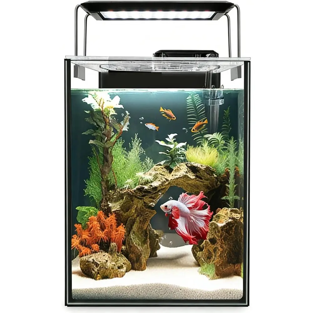 

Glass Aquarium Starter Kits 1.5 Gallon Small ish Tank, Betta ish Tank or Home Oice Deco, with LED Light, Power ilter, 4mm Glass,
