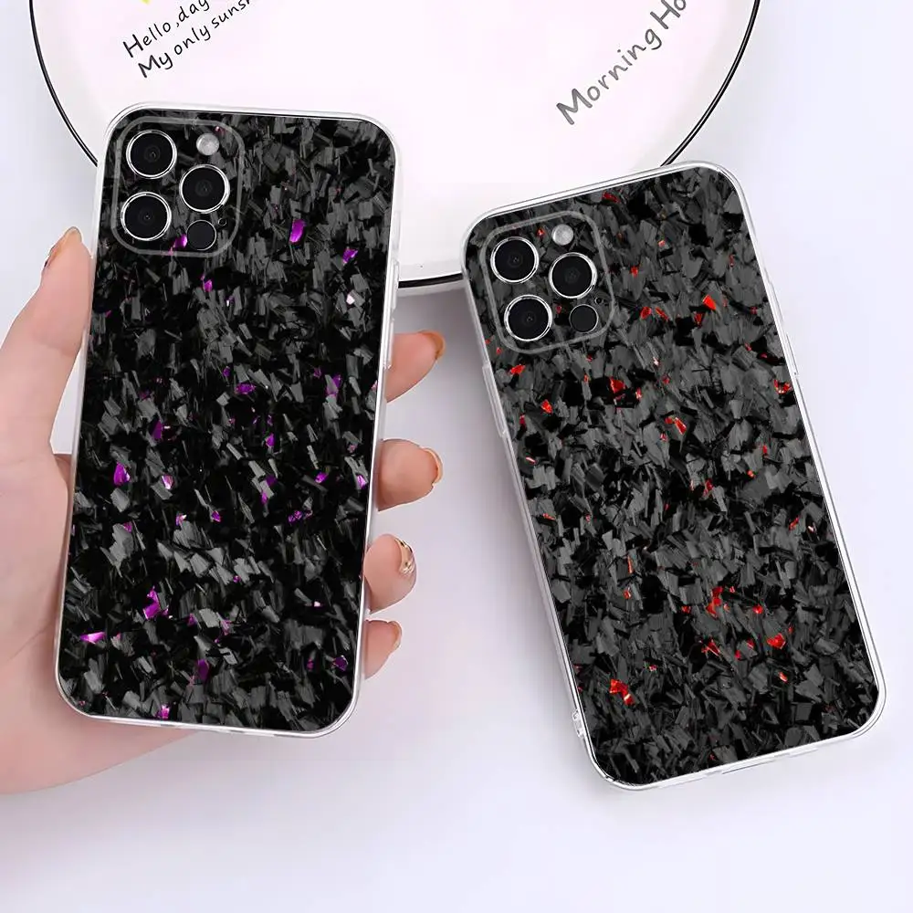 Carbon Fiber Pattern Painting Phone Case For iPhone 17,16,15,14,13,12,11 Pro,Max,Plus,X,XS,XR,SE4,E Mini Transparent Soft Cover