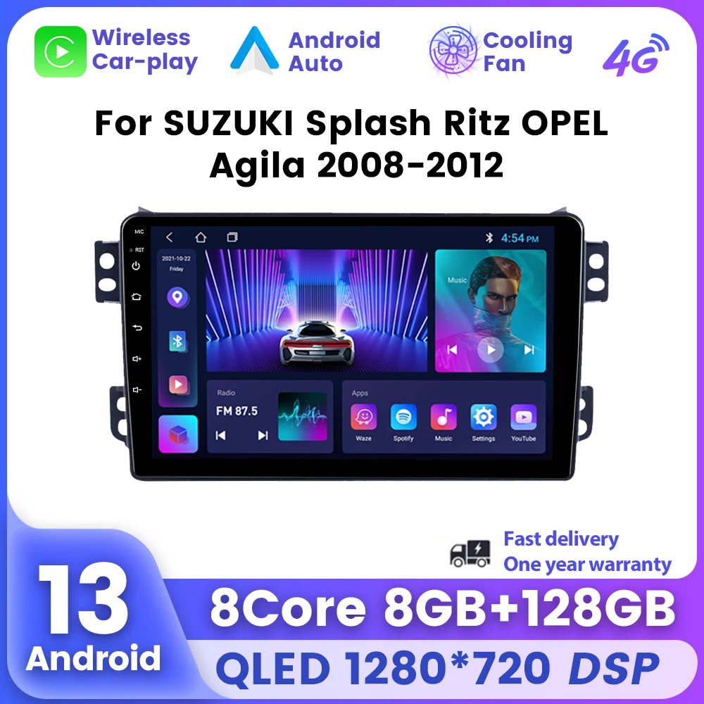 Uis7862 Wireless Carplay Android Auto für Opel Agila Suzuki Splash Ritz Auto Multimedia Radio Player eingebauter kleiner Lüfter