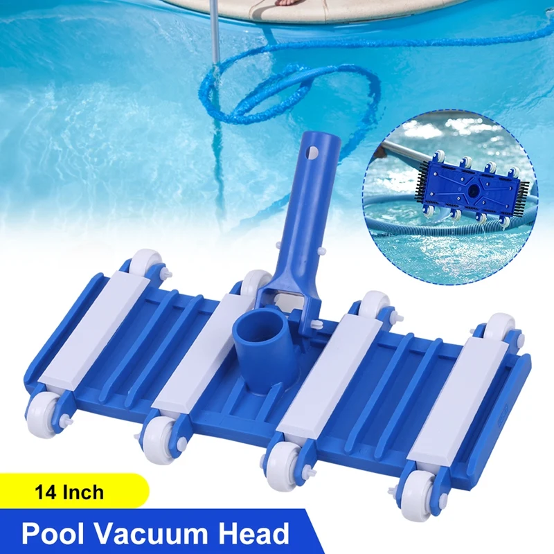 

14 Inch Weighted Pool Vacuum Head Swimming Pool Suction Head With Wheels Side Brush For Pond Spa Hot Tub Cleaning