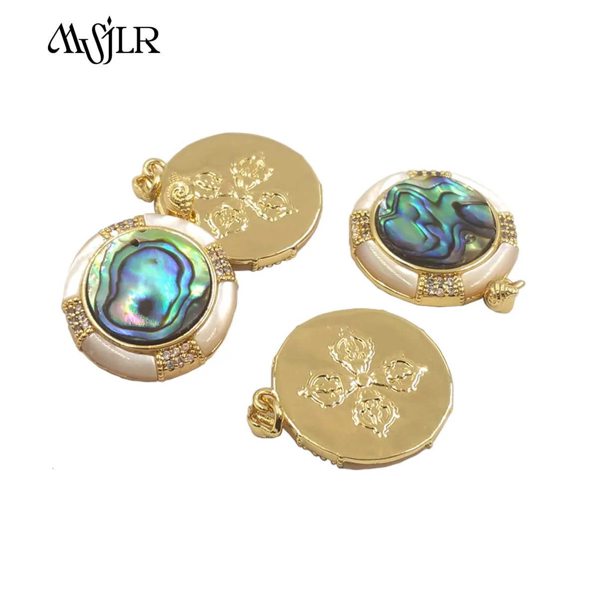 

MVP122 Wholesale Mop Shell Round Shape 22*22MM Pendant With 18k Real Gold Plated For Women Precious Jewelry