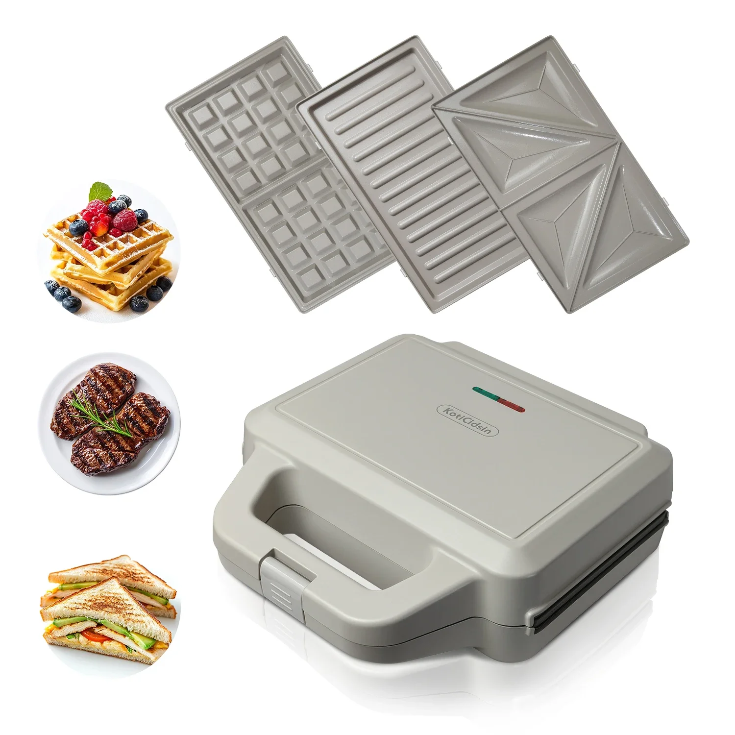 Wafflera multifunción-KOTICIDSIN-3 1-750W-gris-capacidad 2 waffles