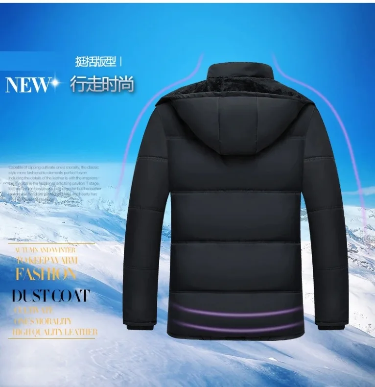 Men Loose Oversized Warm Cotton Parkas Men Thick Fleece Lined Winter Outer Jackets Men Warm Daily Coldproof Tops Elderly Males