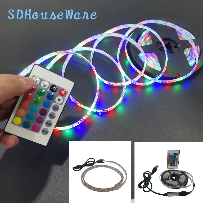 LED Strip Light USB 2835SMD DC5V Flexible LED Lamp Tape Ribbon RGB 0.5M 1M 2M 3M 4M 5M TV Desktop Screen BackLight Diode Tape