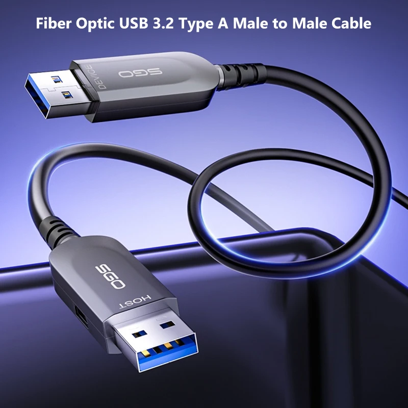 

USB 3.2 Gen2 Активный оптоволоконный кабель 10 Гбит/с Удлинительный кабель USB A «папа-папа» Однонаправленная передача Ультратонкий и длинный