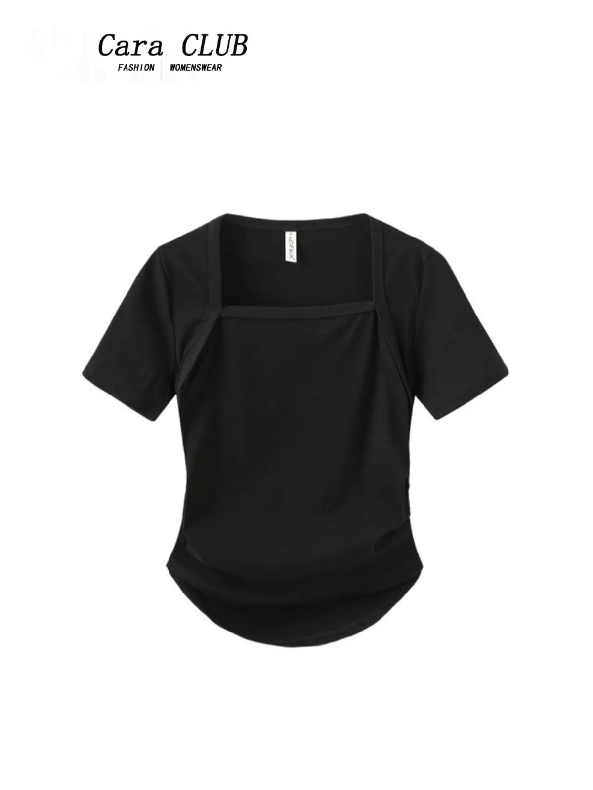 

plus Size Women's Short Sleeve T-Shirt Summer Slimming Waist Design Casual Versatile Meat Concealing Elegant Top for Plump Si...