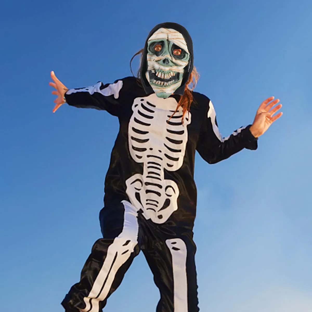 Halloween Horror Masker Eng Kwaad Gezicht Kostuum Groene Kleur Volledige Kleding Volwassen Grootte Wearable Party Props Schoonheid Speelgoed
