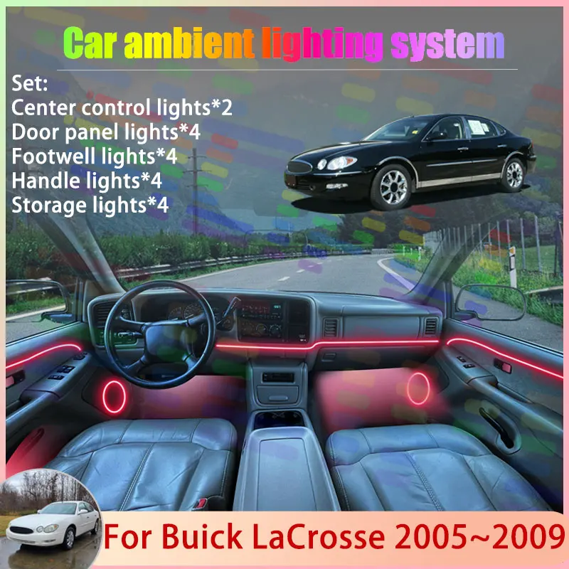 

For Buick LaCrosse 2005~2009 2006 2007 Allure MK2 2/24 in 1 Car Atmosphere Light Lamp RGB Shade Ensemble Streamer Atmosphere Set