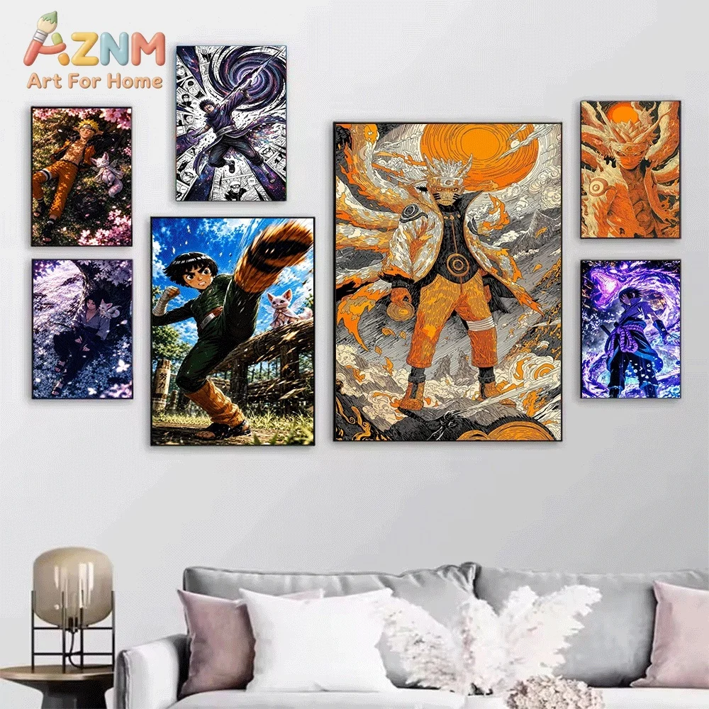 Naruto Anime Nine‑Tails Fox Character Art Canvas Wall Art Print Poster Unframed Canvas Painting Home Living Room Bedroom Wall