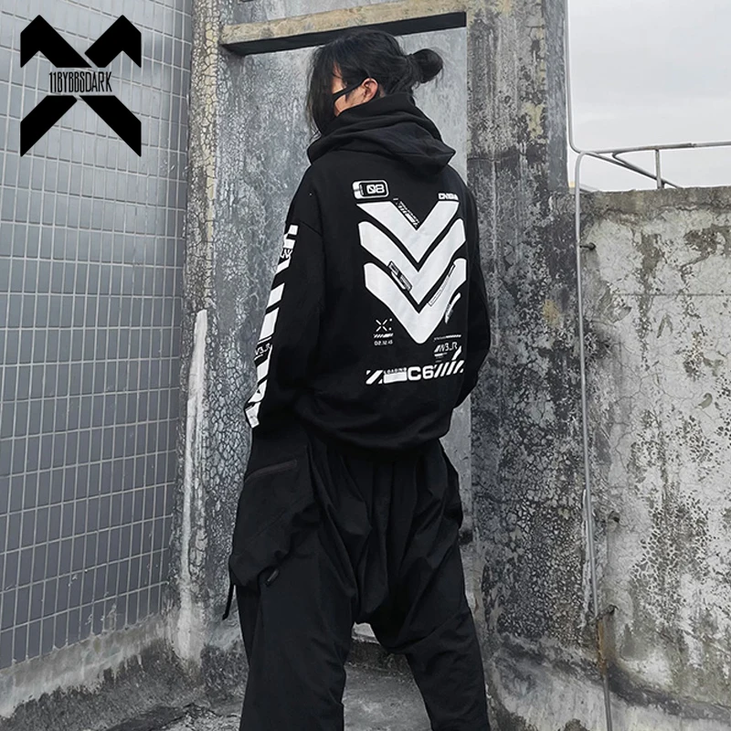 2024 Punk Hoodie Men Fashion Creative Print Sweatshirt Pullover Harajuku Hip Hop Streetwear Tactical Functional Hoodies Techwear