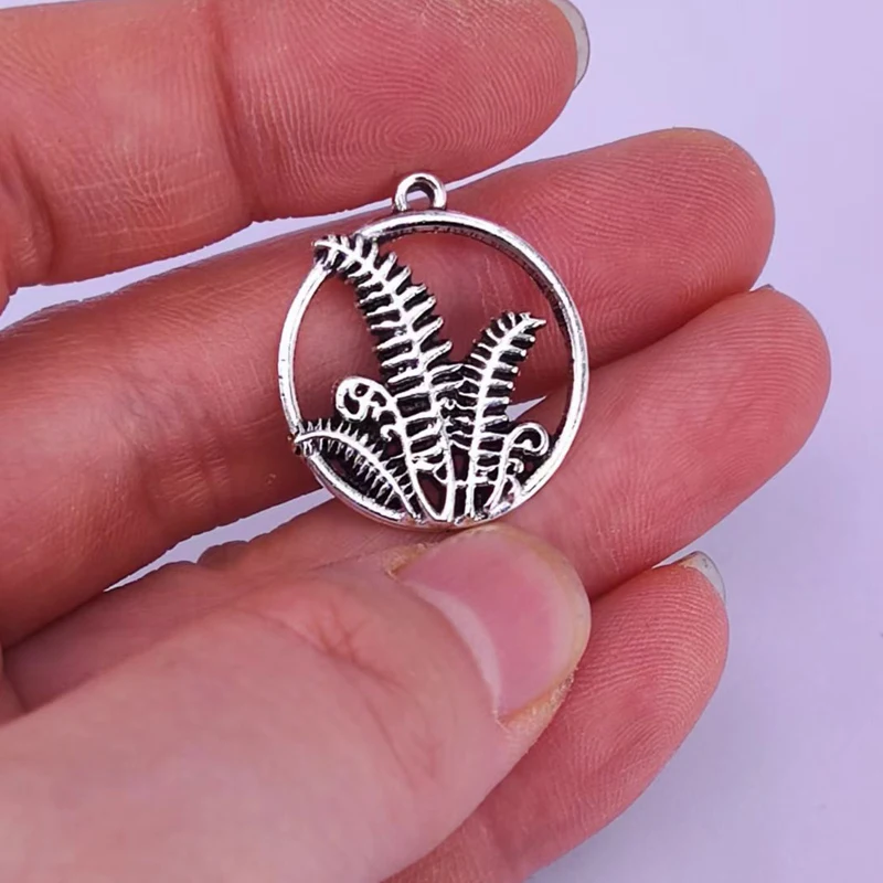 5pcs ancient silver color cute ferns mountain forest charms for women DIY