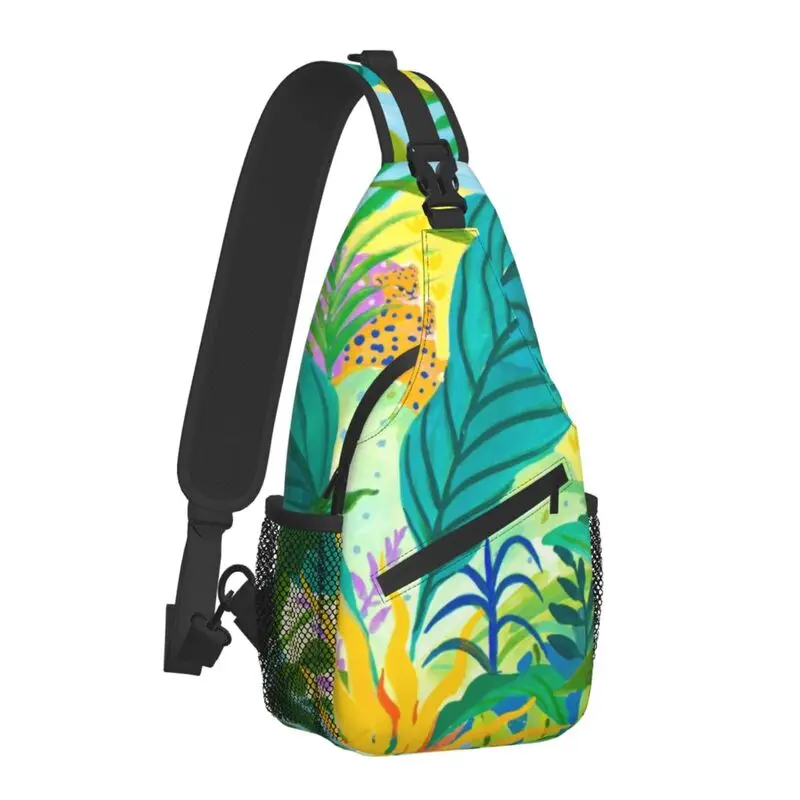 Fashion Paradise Jungle Botanical Leaves Sling Crossbody Backpack Men Tropical Plants Shoulder Chest Bag for Traveling