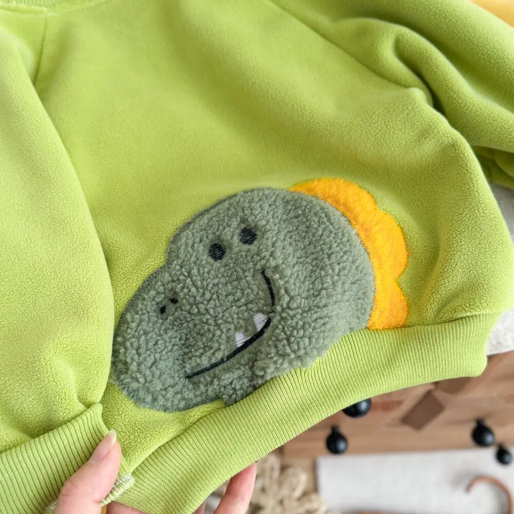 2026 Neuer Herbst Kinder Fleece-Sweatshirt Baby Jungen Mädchen Niedlicher 3D-Plüsch-Tier-Applikation Pullover Kinder Rundhals Langarm-Oberteil – Detail 7