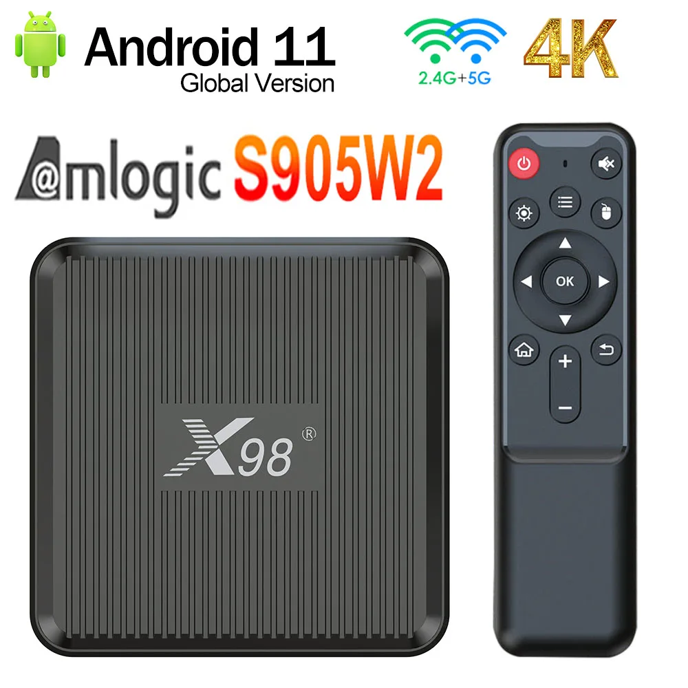 

ТВ-приставка X98Q, Android 11, Amlogic S905W2, 2 + 16 Гб, поддержка H.265, AV1, Wi-Fi, HDR, 10 + медиаплеер