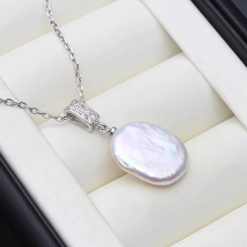 

Freshwater Pearl Pendants Necklace For Women,Natrual Baroque Pearl Pendant 925 Silver Chain Trendy Necklace Fine Jewelry