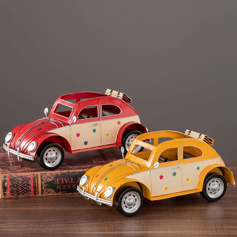 Handicrafts Retro Car Miniature Model Home Office Decoration Furnishings Cute Bus Figurines Children Birthday Gifts Iron