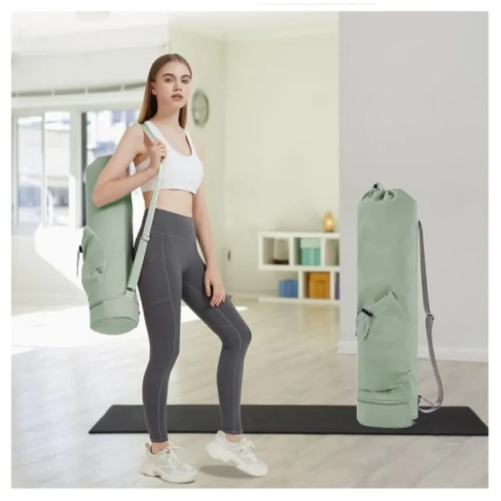 Large Capacity Exercise Yoga Mat Bag Multifunction Storage Bag Waterproof Fitness Bag Full-Zip Canvas Adjustable Shoulder Strap