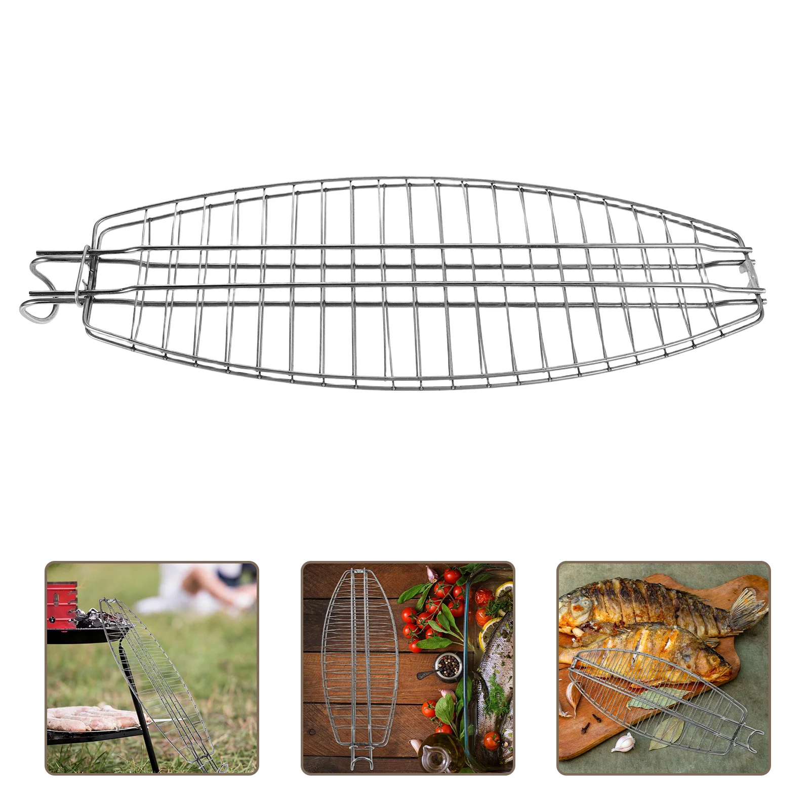 

Stainless Steel Outdoor Barbecue Grill Basket Bbq Grate Camping Cooking Equipment Foldable Portable Large for Picnic