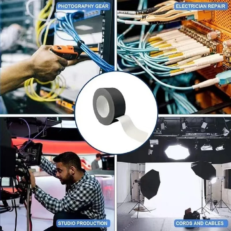 Gaffer Tape Easy Tear Heavy Duty Matte Black Cotton Cloth Tape Grip For Photography Book Repair Filming Backdrop Stage Cable