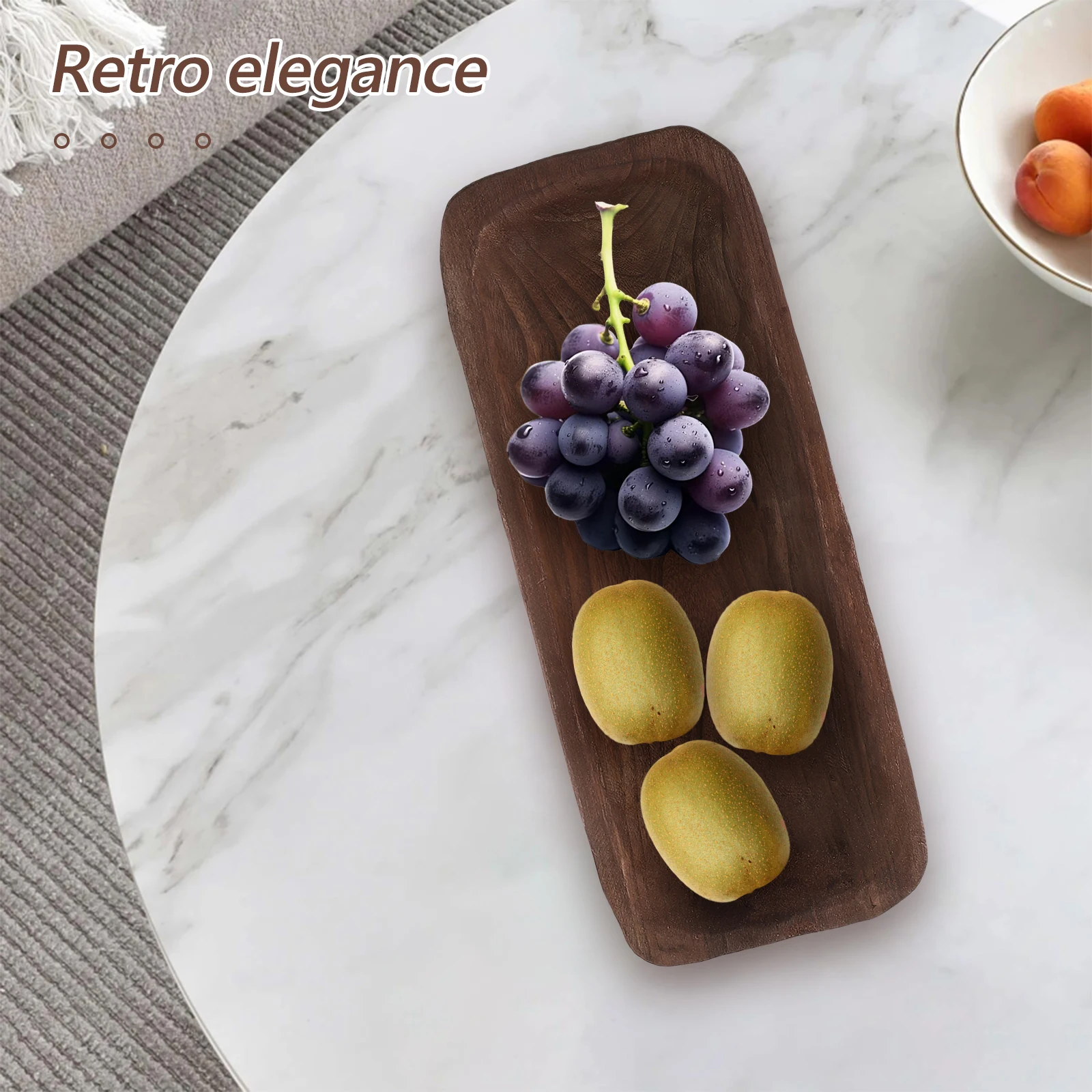 

Wooden Tray Handmade Rustic Vintage Style Wood Fruit Snack Serving Platter Decorative Home Hotel Table Centerpiece