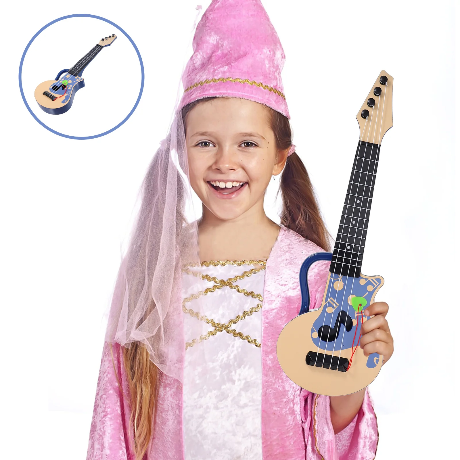 

Kids Ukulele Musical Instrument for Early Educational Learning Smooth Lightweight Plastic Design for Child Rhythm Sense