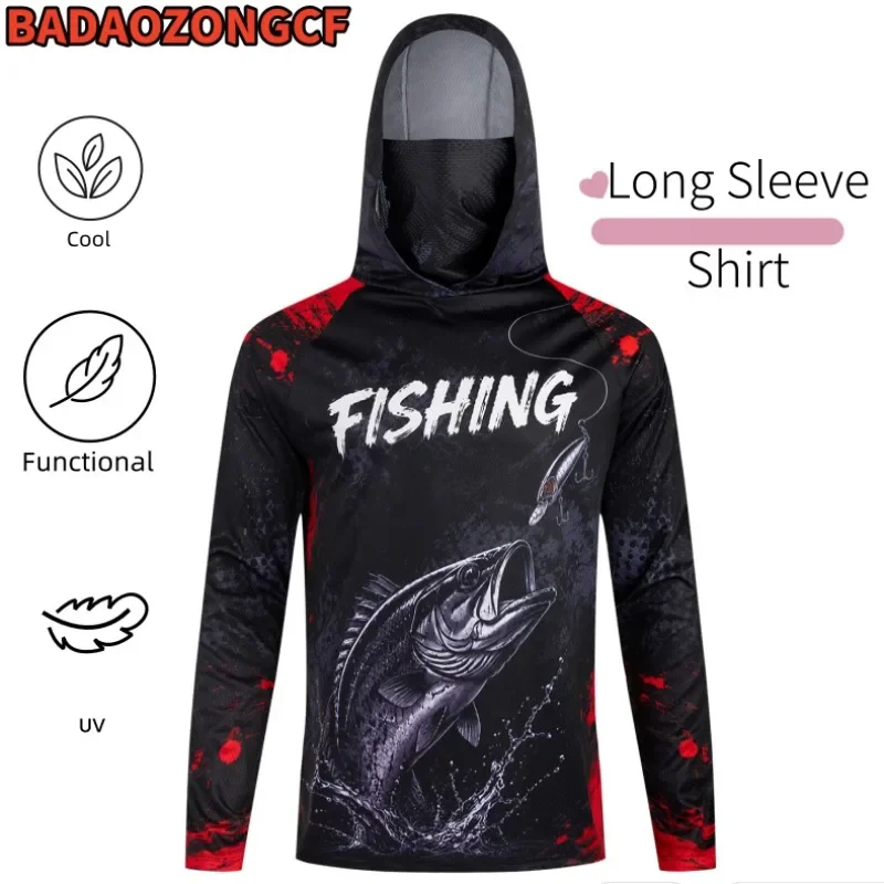 UV Fishing Shirts for Man Functional Long Sleeve Shirt Men's Fishing Clothing Summer Summer Workwear Long-sleeve Top Cool Blouse
