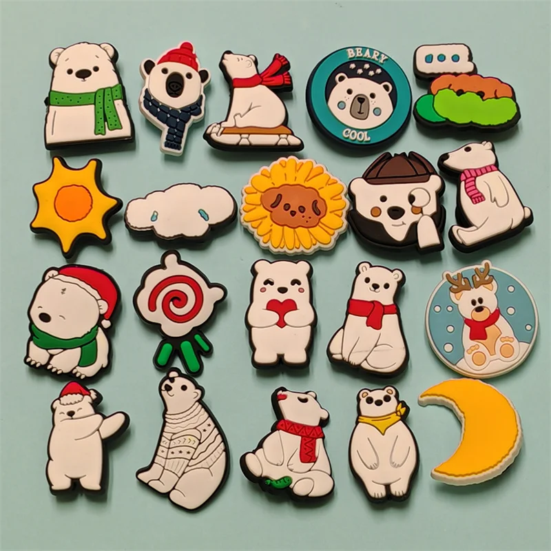 

Новинка, 1-20 шт., кавайное животное, белый медведь, цветок, луна, солнце, облако, ПВХ, подвески для обуви, пряжка, сабо, садовая обувь, украшения на пуговицах, подарок для ребенка