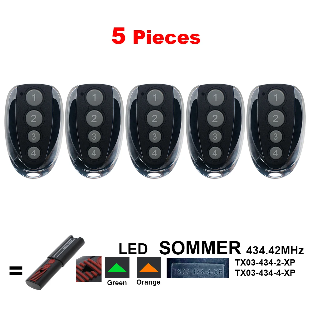 

5pcs For TX03-434-4-XP 434.42MHz SOMMER TX03 434 4 XP Garage Door Opener Gate Remote Control