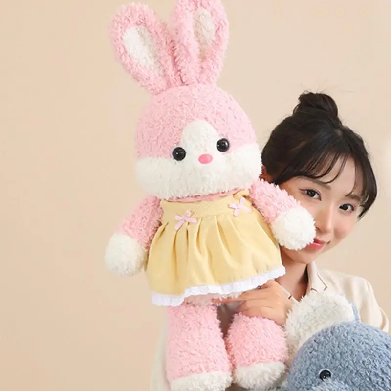 Lapin en peluche doux et câlin, oreiller de jet, jouets apaisants pour dormir, décor de bureau, anniversaire de vacances