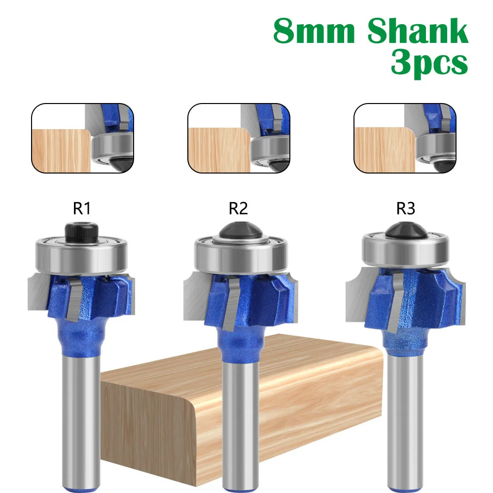 

1pc 6mm 1/4 8 Shank Z4 Corner Round Router Bit R1 R2 R3 Trim Edging Woodworking Mill Classical Cutter Bit for Wood 051-Z4