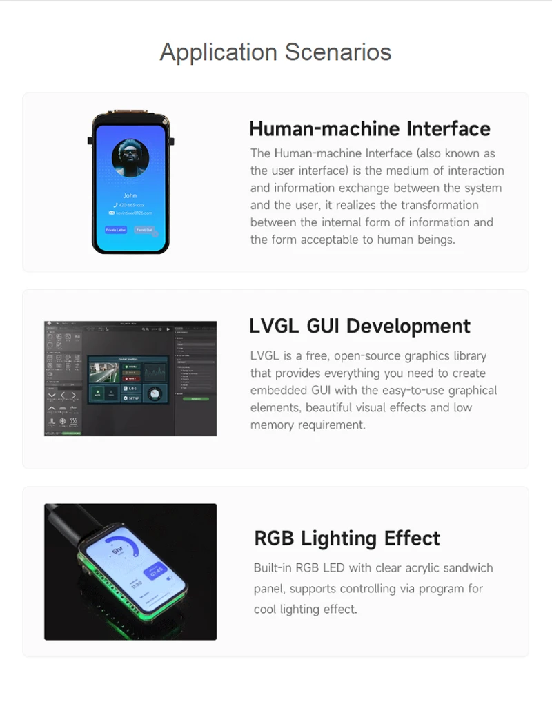 Placa de desarrollo de pantalla LCD táctil ESP32 C6 de 1,47 pulgadas con RGB-LED colorido compatible con WiFi 6 y Bluetooth para Arduino
