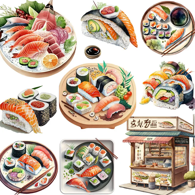 20Pcs/Pack Japanese Food Sushi Sticker DIY Craft Scrapbooking Album Junk Journal Decorative Stickers