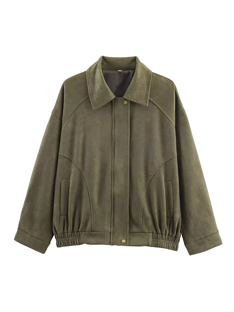 HH mujer moda bolsillos estilo callejero chaqueta con botones otoño mujeres cremallera mangas largas cuello vuelto sólido 4 colores abrigos de piloto