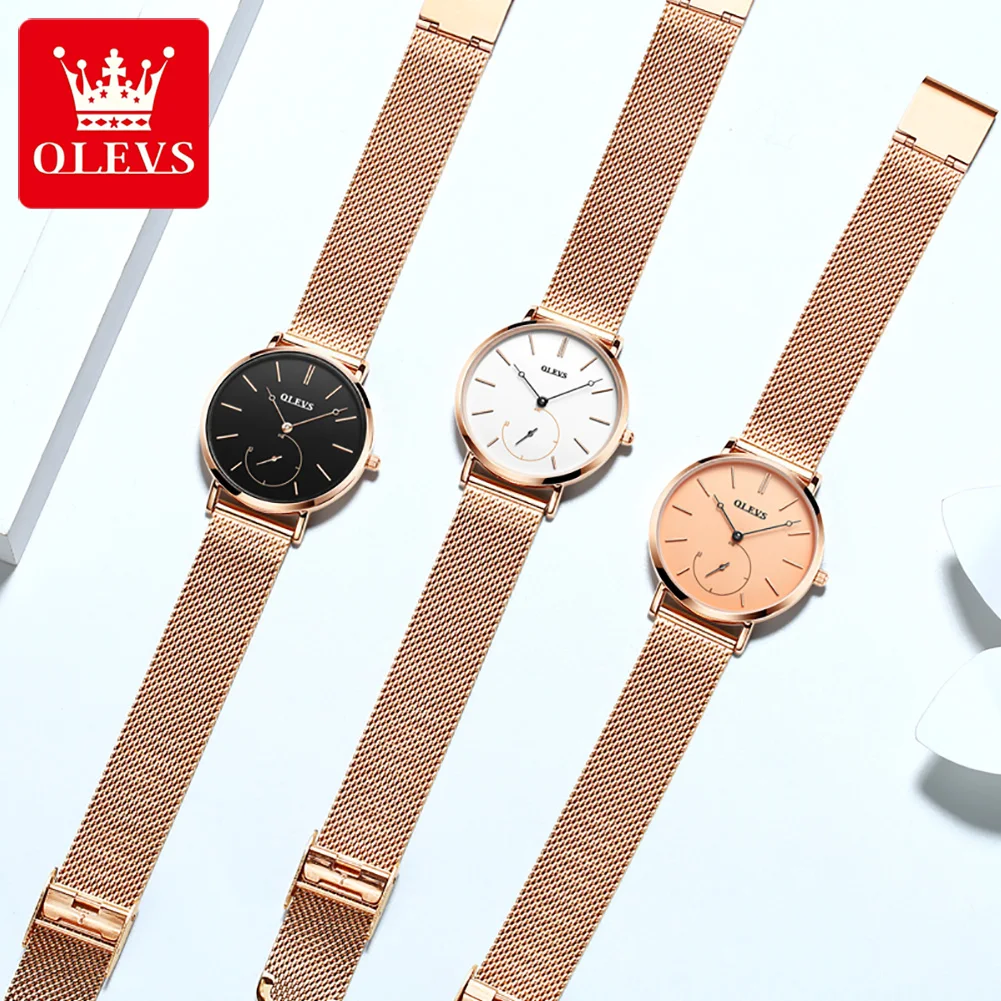 OLEVS 5190 Original Fashion Quartz Watch For Women Mesh Steel Strap Waterproof Wristwatch Simple Top Brand Business Woman Watch