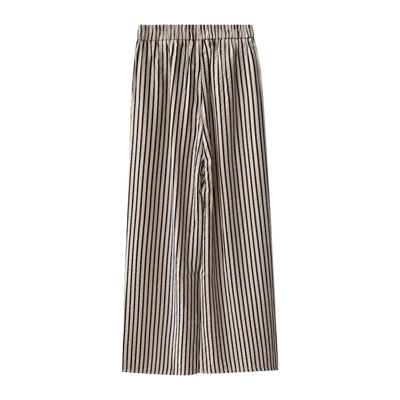 

Striped Pants Women's Classic Vertical Stripes Elastic Waist Loose Casual Pants New Summer Trousers