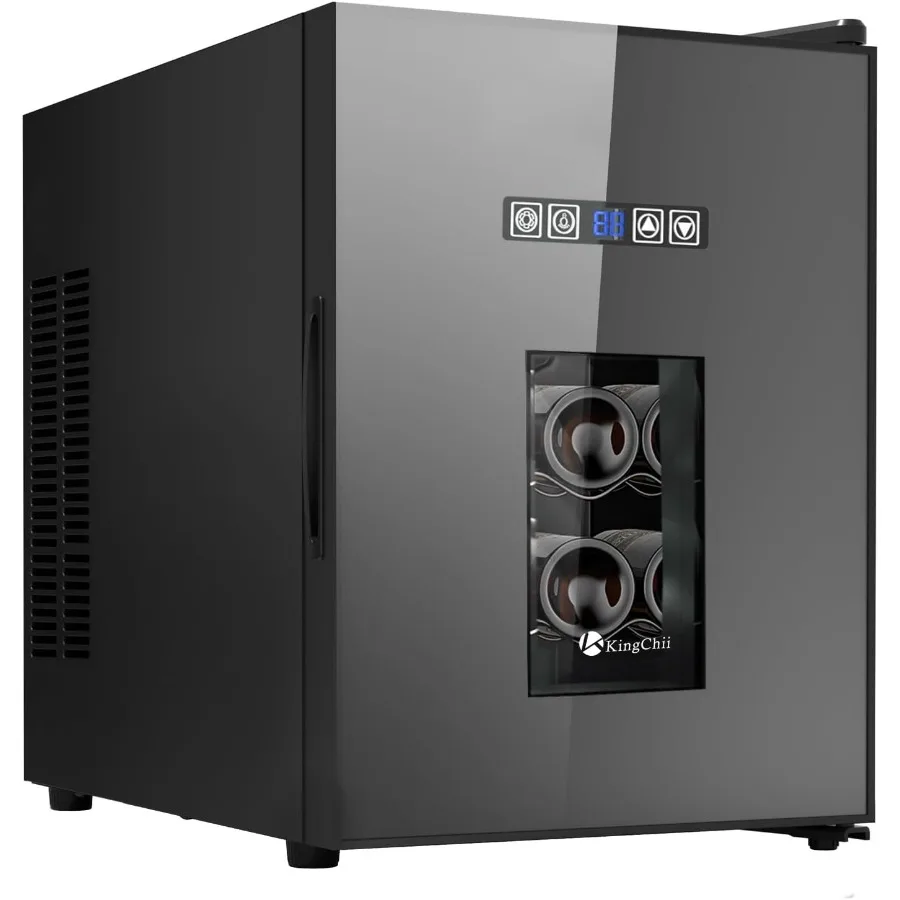 

16 Bottle Wine Cooler Freestanding Wine Fridge with Glass Door Adjustable Shelves Digital Temperature Display Wine Refrigerator